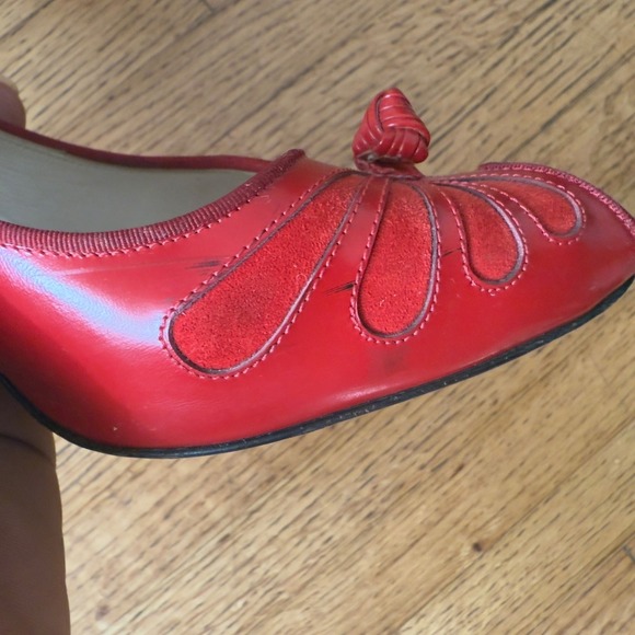 Marc Jacobs Red Patent Leather Peep Toe Bow Stiletto Heels Women's Shoes - Picture 8 of 11